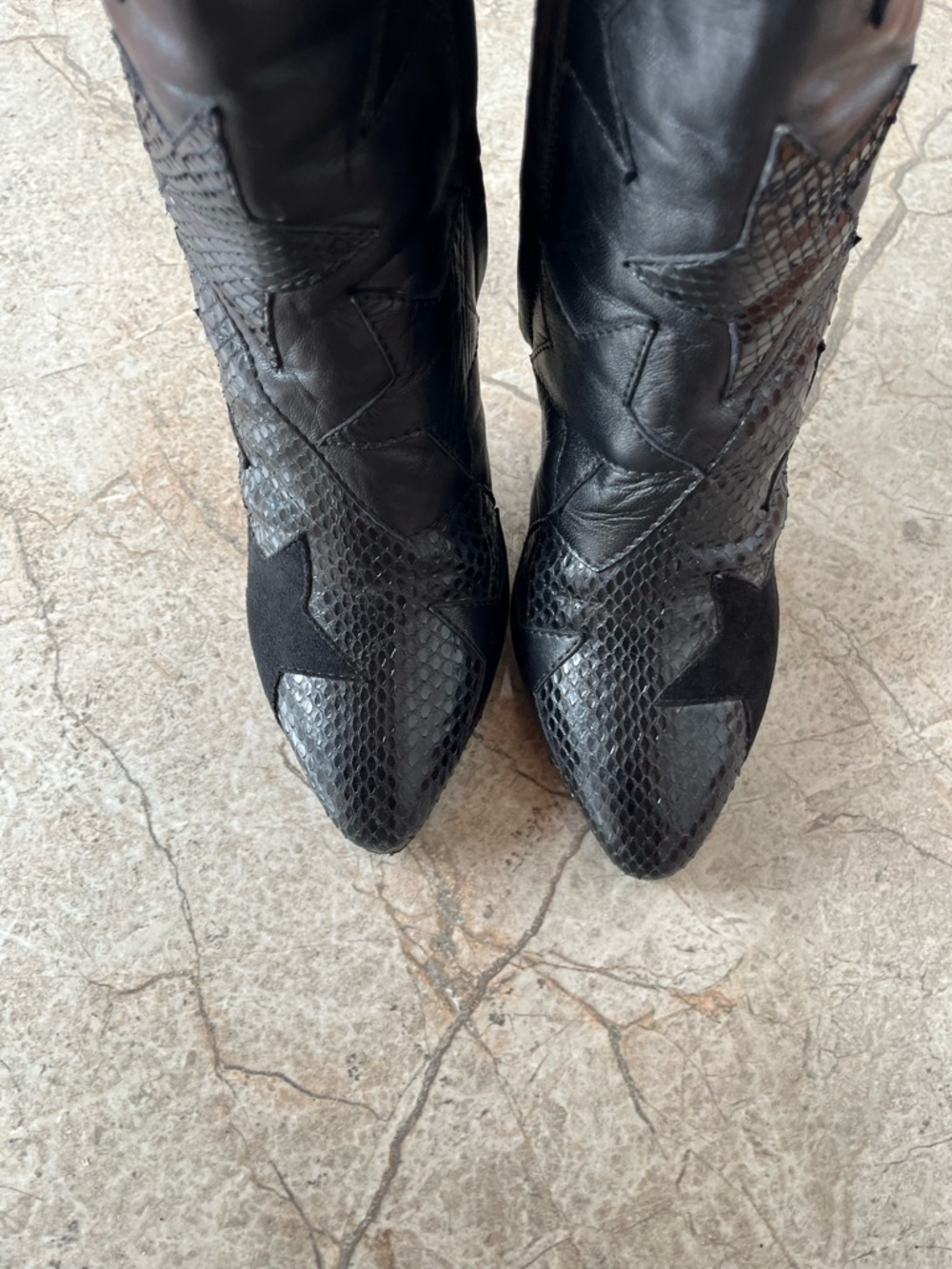 Roberto Cavalli FW 2016 Star Patchwork Snakeskin Leather Suede Ankle Boots - Picture 6 of 11